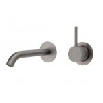 Kaya Up Wall Basin/Bath Mixer Set, Gun Metal, Round Plates, 160mm Outlet